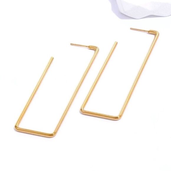 Y2K Gold Filled Geometric Huggie Hoop Minimalist Boujee Earrings - Picture 1 of 8